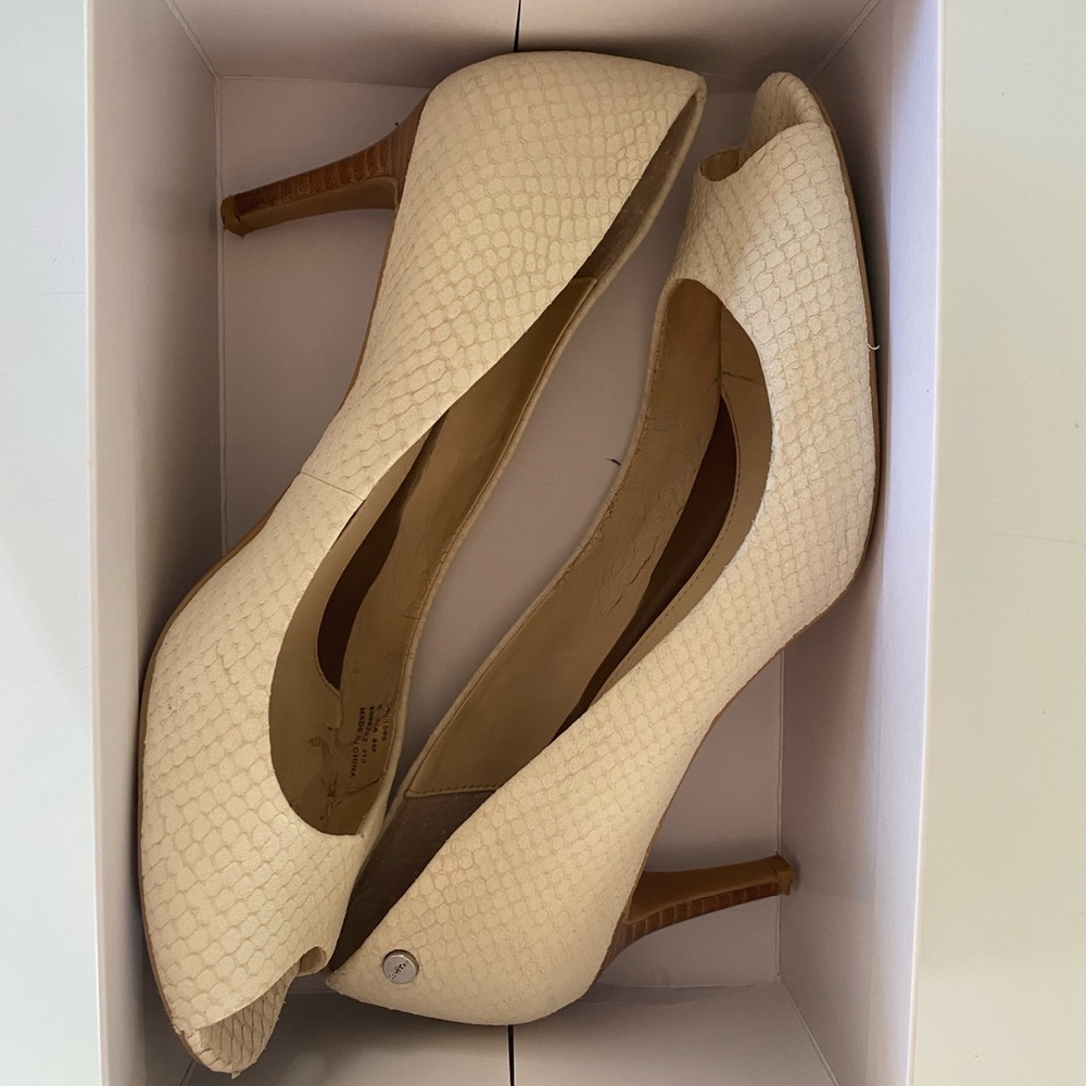2 for $10 sale: Calvin Klein ivory cream low heels open toe pumps -8